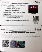 7.38/CT Natural Neo Burma Ruby with Govt. Lab Certificate (4551)